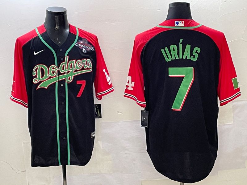 Men Los Angeles Dodgers #7 Urias Black red Game 2025 Nike MLB Jersey style 3201